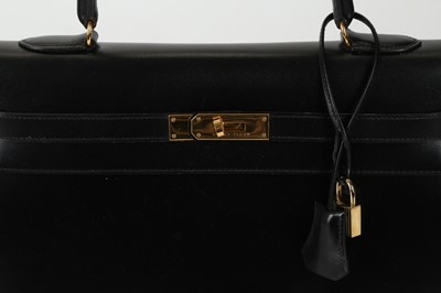 Lot 453 - Hermes black Kelly Sellier 35, c.1995, box...