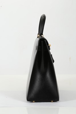 Lot 453 - Hermes black Kelly Sellier 35, c.1995, box...