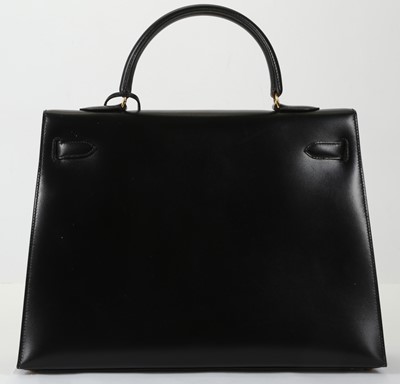 Lot 453 - Hermes black Kelly Sellier 35, c.1995, box...