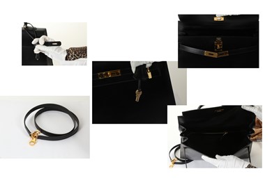 Lot 453 - Hermes black Kelly Sellier 35, c.1995, box...