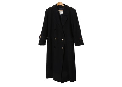 Lot 561 - Burberry black wool and camel hair coat, gold...