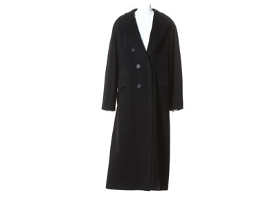 Lot 487 - Max Mara black wool coat, 1990s, long and...