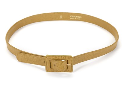 Lot 370 - Chanel mustard caviar leather belt, simple...