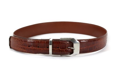 Lot 341 - Pat Areias brown crocodile and silver belt,...