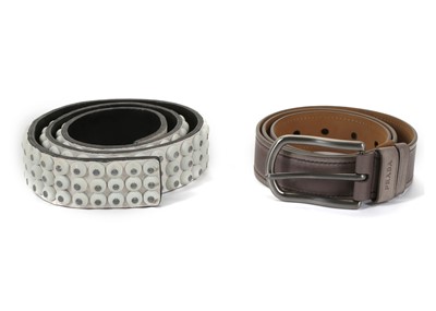 Lot 626 - Two designer men's belts, one Prada grey...