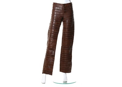 Lot 359 - Jitrois brown crocodile skin trousers, one-off...