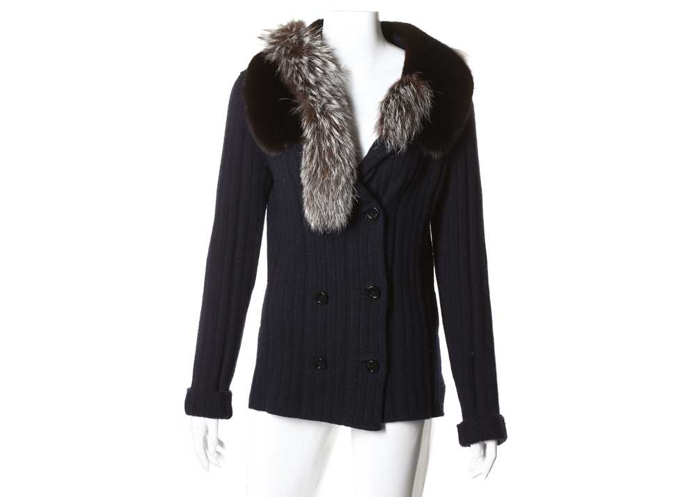 Lot 418 - Prada mink, fox and cashmere cardigan, navy...