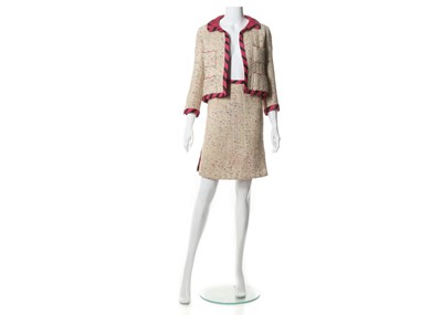 Lot 295 - Rare Chanel couture boucle skirt suit, 1960s,...