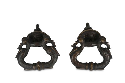 Lot 179 - A PAIR OF 18TH / 19TH CENTURY INDIAN BRONZE...