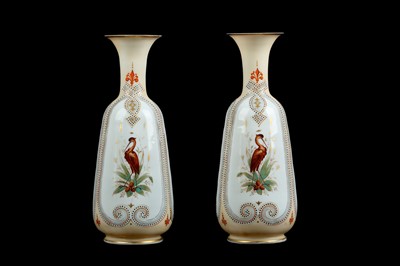 Lot 248 - A PAIR OF LATE 19TH CENTURY OPALINE GLASS...