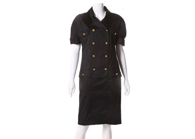 Lot 471 - Chanel black silk shirt dress, 1990s, gilt...