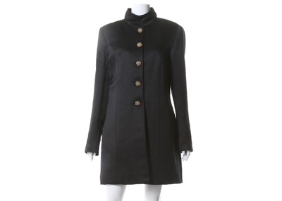 Lot 466 - Chanel black silk bejewelled coat, c. 2012,...