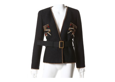 Lot 465 - Chanel bejewelled boucle jacket, c.2009, black...