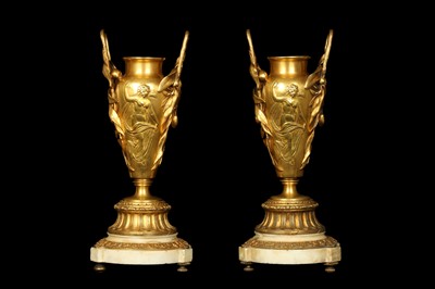 Lot 144 - A PAIR OF LATE 19TH CENTURY FRENCH GILT BRONZE...