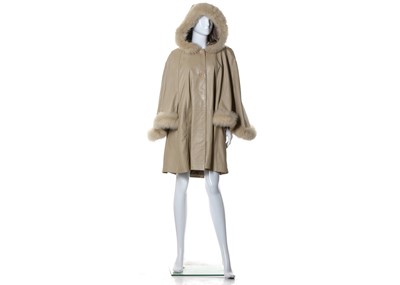 Lot 264 - Bessimo cream leather and fox cape/coat, soft...