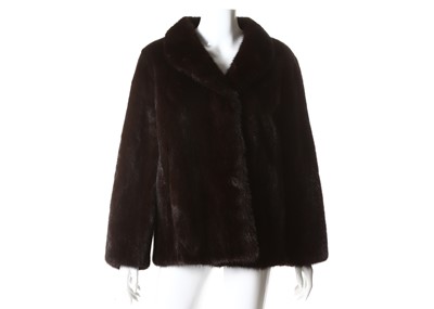 Lot 253 - Darkest brown glossy mink jacket, simple box...
