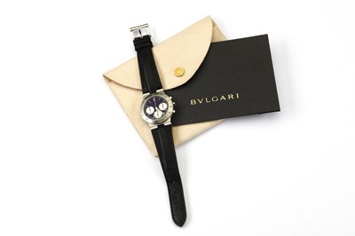 Lot 51 - BVLGARI. A STAINLESS STEEL QUARTZ CHRONOGRAPH...