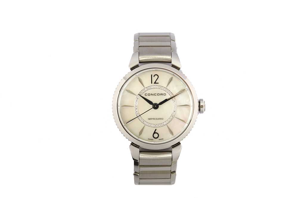 Lot 76 - CONCORD. A LADIES STAINLESS STEEL QUARTZ...