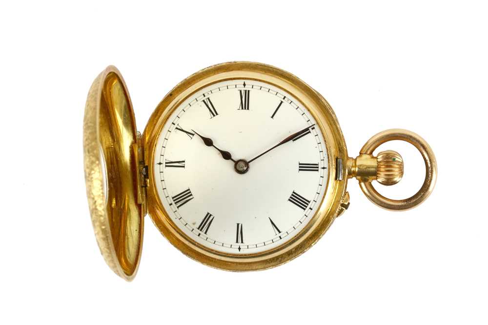 Lot 83 - A LATE 19TH CENTURY 18K GOLD HALF HUNTER FOB...