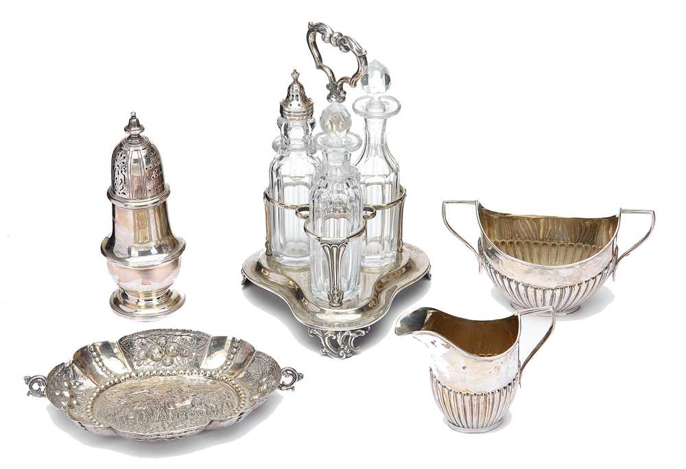 Lot 161 - A mixed group of antique sterling silver,