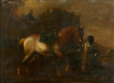 Lot 52 - FOLLOWER OF AELBERT CUYP Horse and page in a...
