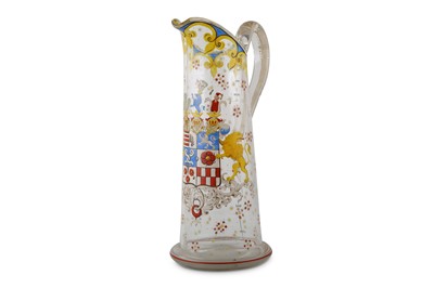 Lot 164 - A Bohemian enamelled armorial glass jug or...