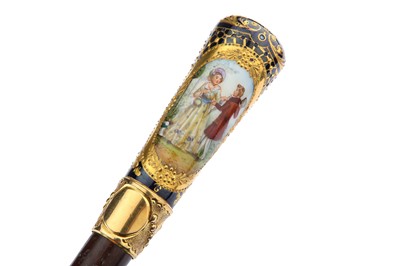 Lot 49 - A late 19th century Continental porcelain cane...