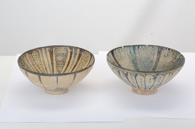 Lot 21 - TWO PANEL STYLE SULTANABAD POTTERY BOWLS Iran,...