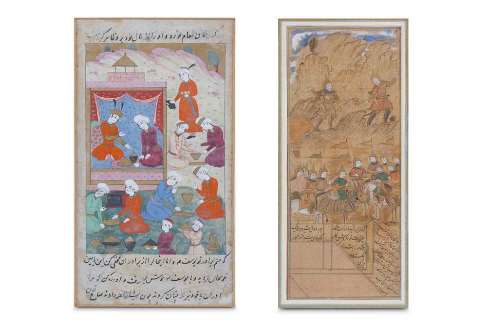 Lot 160 - TWO SAFAVID MINIATURE PAINTINGS Iran, late...