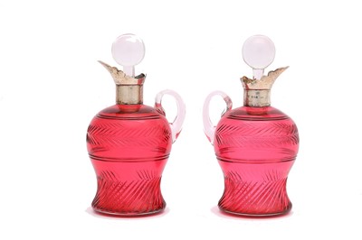 Lot 248 - A pair of Edwardian silver-mounted red...
