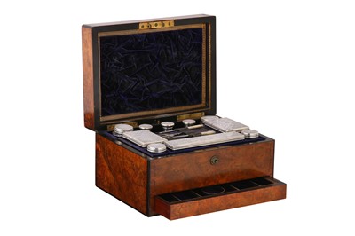 Lot 72 - A Victorian burr walnut vanity case, the...
