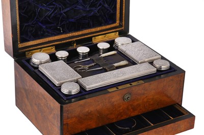 Lot 72 - A Victorian burr walnut vanity case, the...