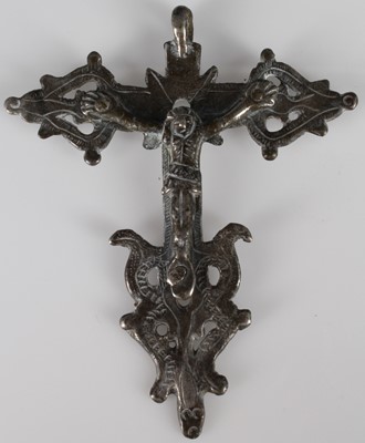 Lot 202 - An early white metal crucifix (T.A.S.),...