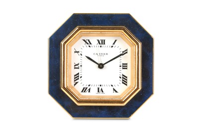 Lot 224 - AN ENAMEL AND GILT TRAVELLING ALARM CLOCK BY...