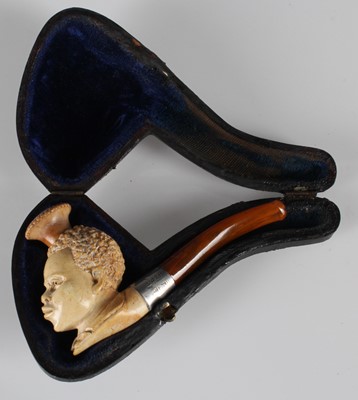 Lot 204 - An Edwardian cased meerschaum, silver and...