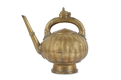 Lot 283A - A KETTLE-SHAPED BRASS EWER Deccan, Central...