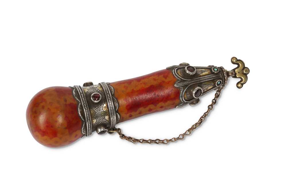 Lot 130 - A TURKMEN GUNPOWDER FLASK Turkmenistan, 19th