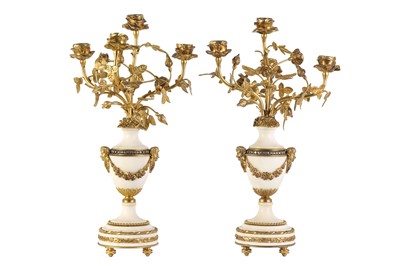 Lot 117 - A PAIR OF LATE 19TH CENTURY GILT BRONZE, WHITE...