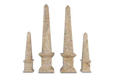 Lot 84 - TWO PAIRS OF FOSSIL MARBLE OBELISKS comprising...