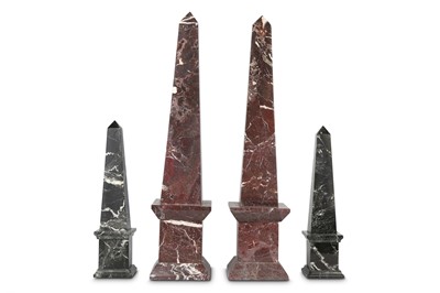 Lot 99 - TWO PAIRS OF BRECCIA MARBLE OBELISKS...