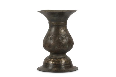 Lot 25 - A KHORASSANI COPPER-INLAID BRASS VASE...