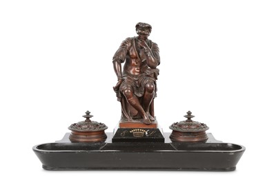 Lot 135 - A LATE 19TH CENTURY ITALIAN BRONZE AND MARBLE...