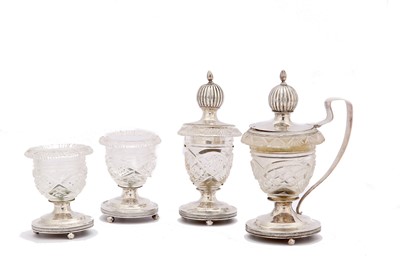 Lot 194 - A 19th century Dutch four-piece silver-mounted...