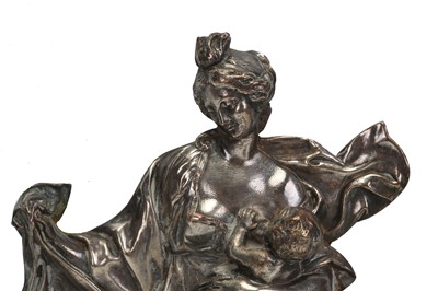 Lot 56 - AN 18TH CENTURY ITALIAN SILVERED BRONZE RELIEF DEPICTING CHARITY