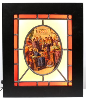 Lot 16 - A 17TH CENTURY STAINED AND LEADED GLASS PANEL...