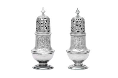 Lot 323 - A rare pair of George II antique sterling...