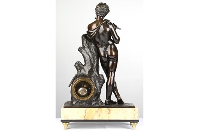 Lot 200 - A LATE 19TH CENTURY FRENCH PATINATED BRONZE FIGURAL CLOCK DEPICTING A SATYR