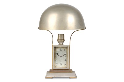 Lot 251 - AN ART DECO PERIOD CHROME LAMP WITH DESK CLOCK...