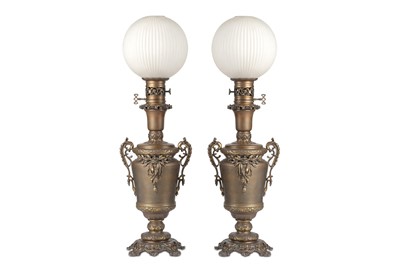 Lot 116 - A PAIR OF LATE 19TH CENTURY BRONZE LAMP BASES...