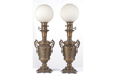 Lot 116 - A PAIR OF LATE 19TH CENTURY BRONZE LAMP BASES...